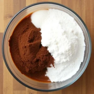 Add Dry Ingredients In a separate bowl, combine flour, cocoa powder, salt, and baking powder. Gradually add the dry ingredients to the wet ingredients, stirring until smooth.