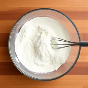 In a medium bowl, whisk together the flour, baking powder, and salt. Set aside.
