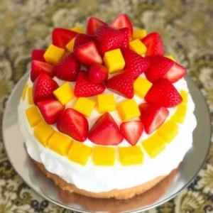 Once the cakes have cooled completely, place one cake layer on a serving platter.