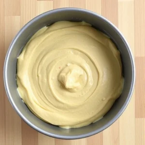 Pour the batter into your prepared cake pan and spread it evenly. Bake for 30-35 minutes, or until a toothpick inserted into the center comes out clean.