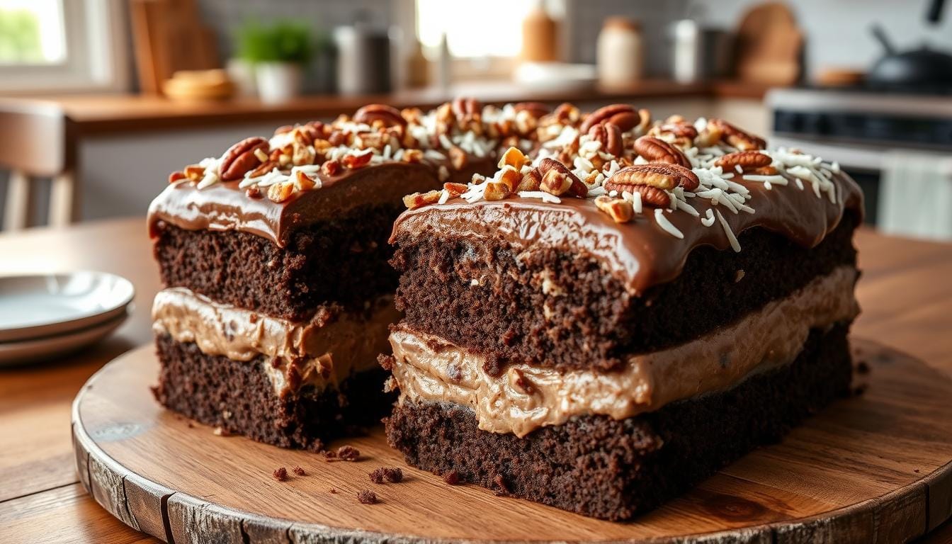 german chocolate poke cake