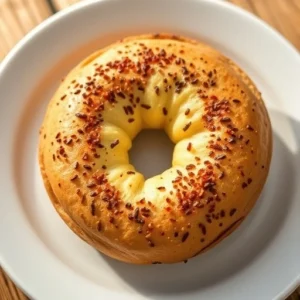 Toast the bagels in a toaster or on a skillet until golden brown and crispy.