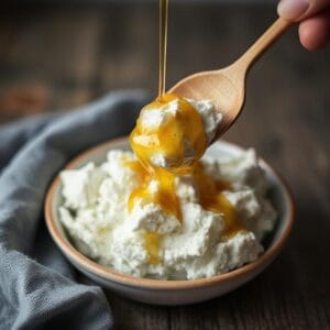 scooping cottage cheese into bowl