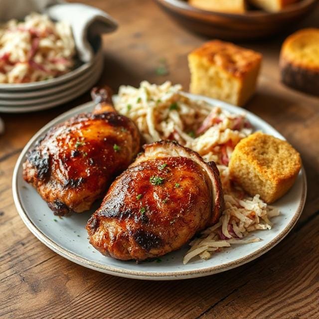 served smoked chicken thighs