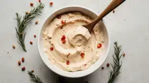 Perfect texture of southern pimento cheese recipe with cream cheese showing smooth, creamy consistency with visible pimento pieces