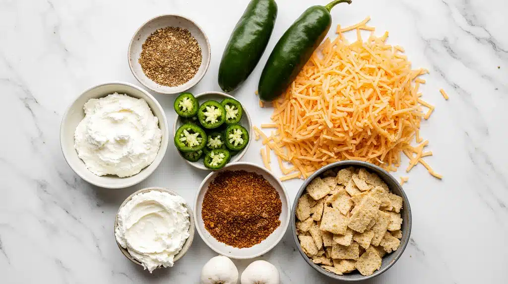 Ingredients for jalapeno cream cheese recipe
