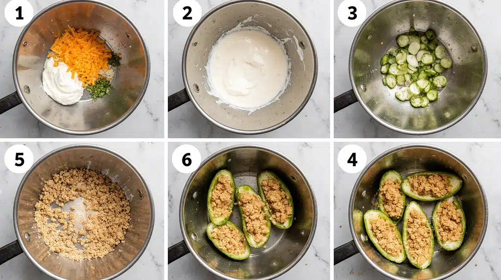Step-by-step process for making jalapeno cream cheese stuffed peppers