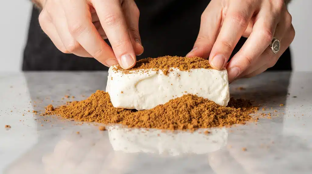 coating cream cheese with spice blend