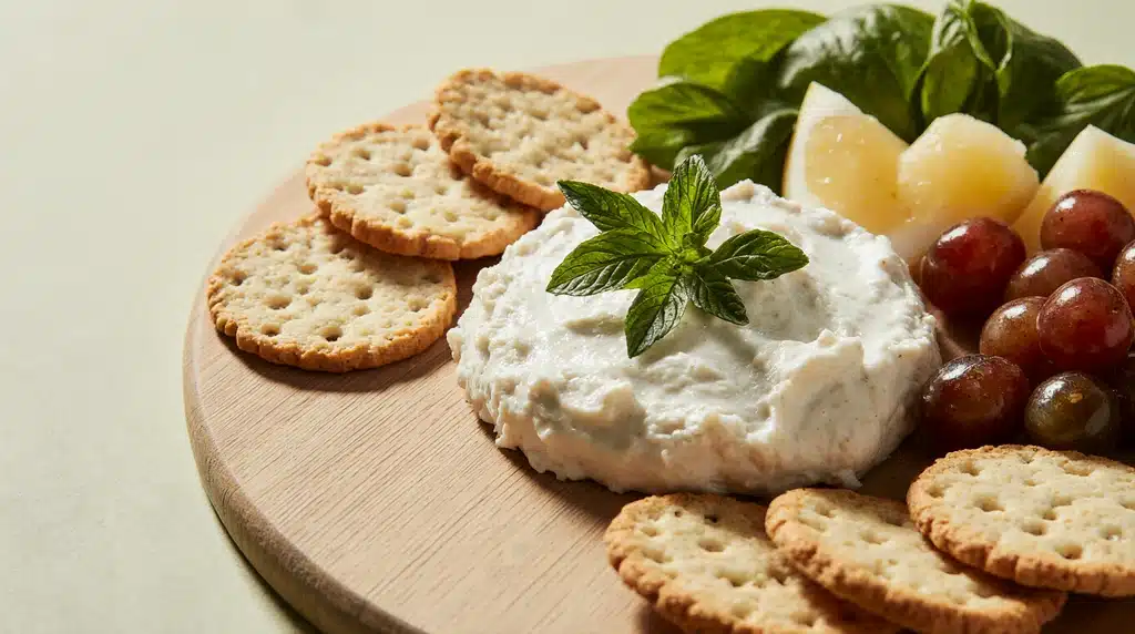 smoked cream cheese appetizer served with crackers