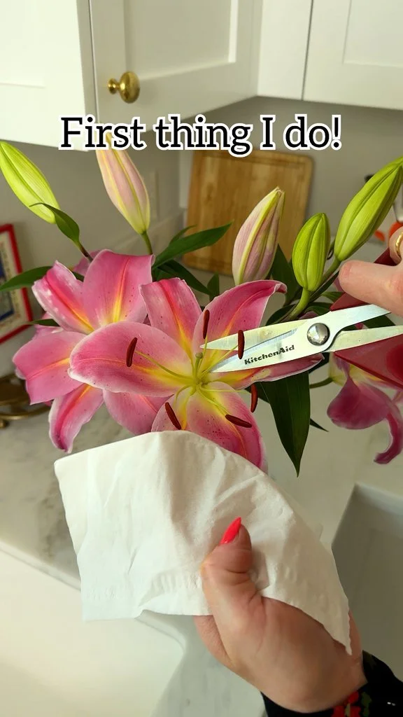 At-home floral design showcasing techniques for longer vase life of flowers