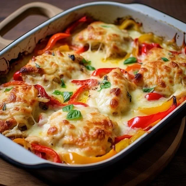 Cheesy Baked Chicken with Peppers