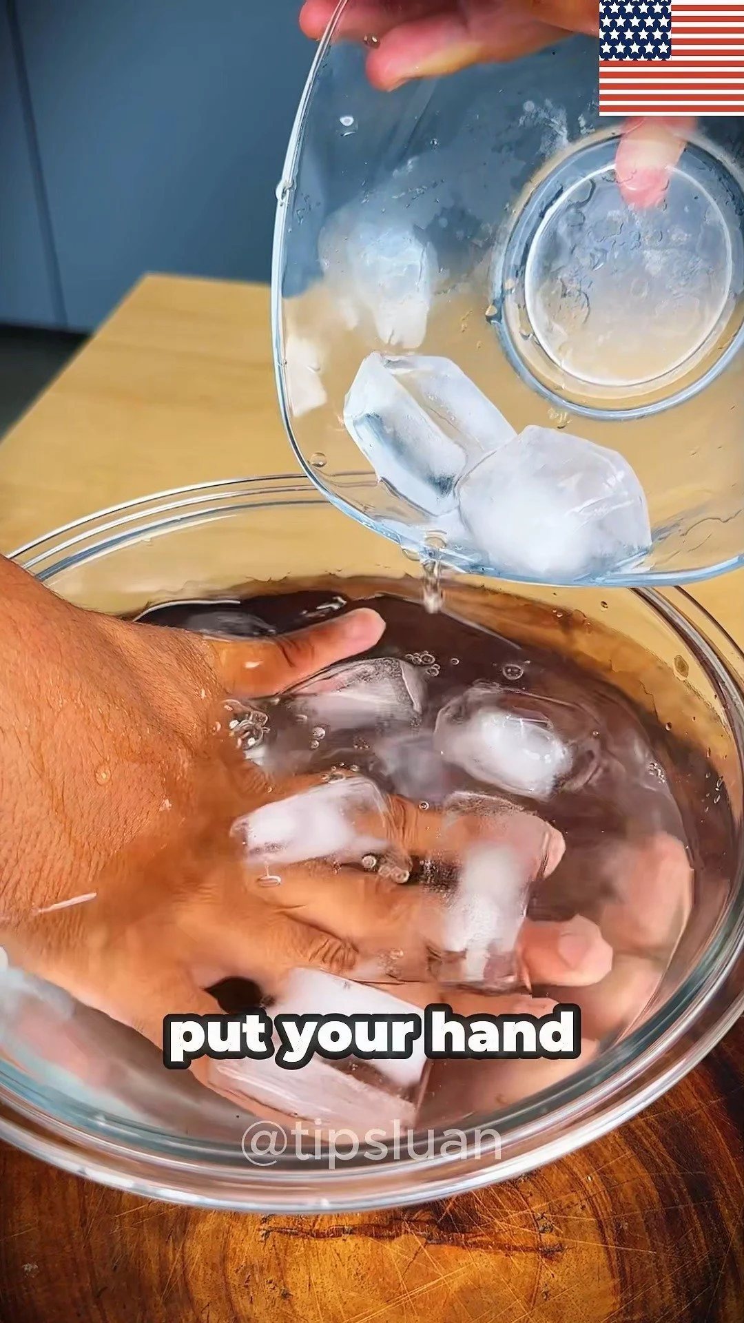Person performing hand exercises in cold water for strength and flexibility.