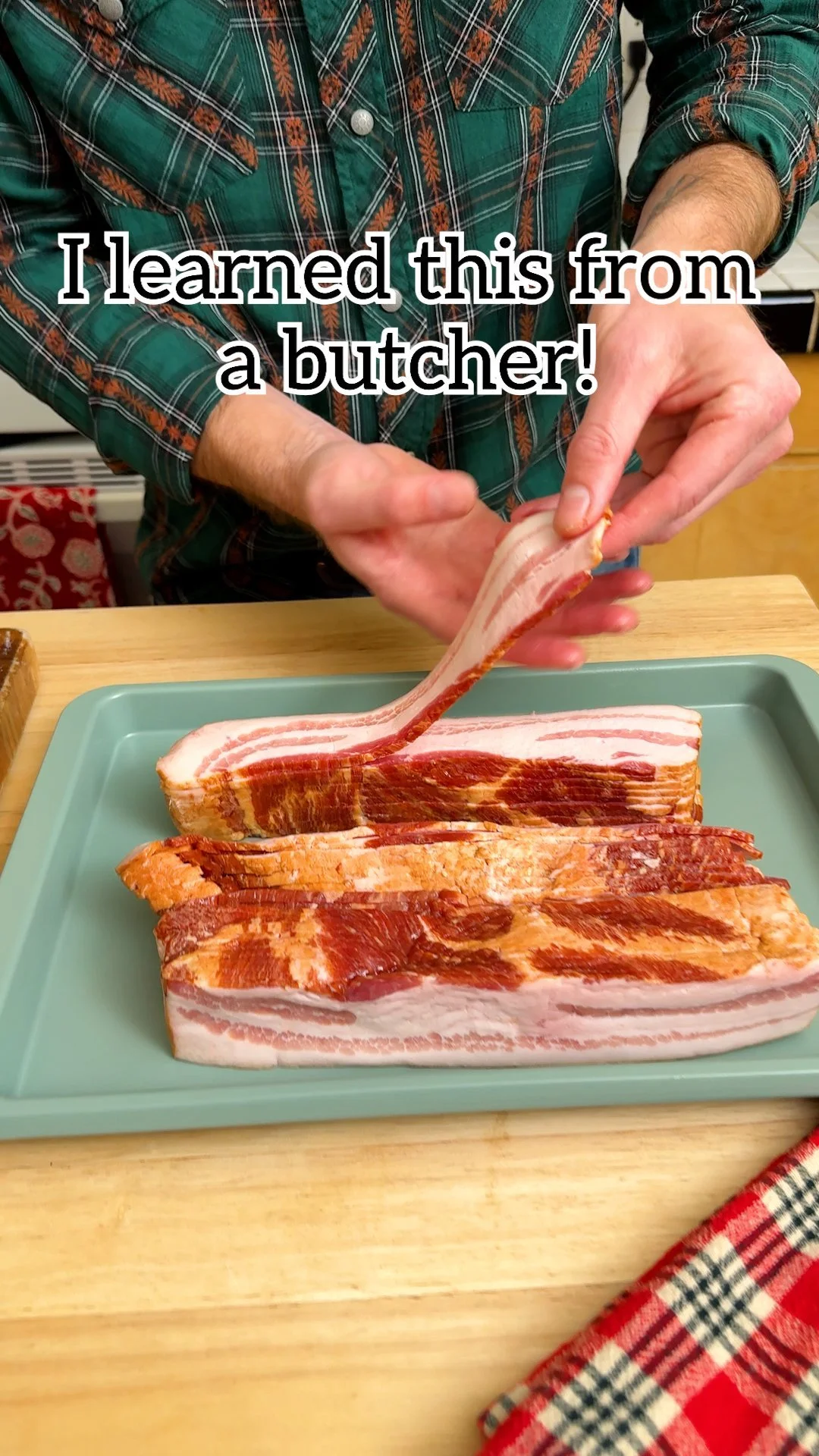 Meal-prep bacon stored in vacuum-sealed bags for freezing and easy meal access.