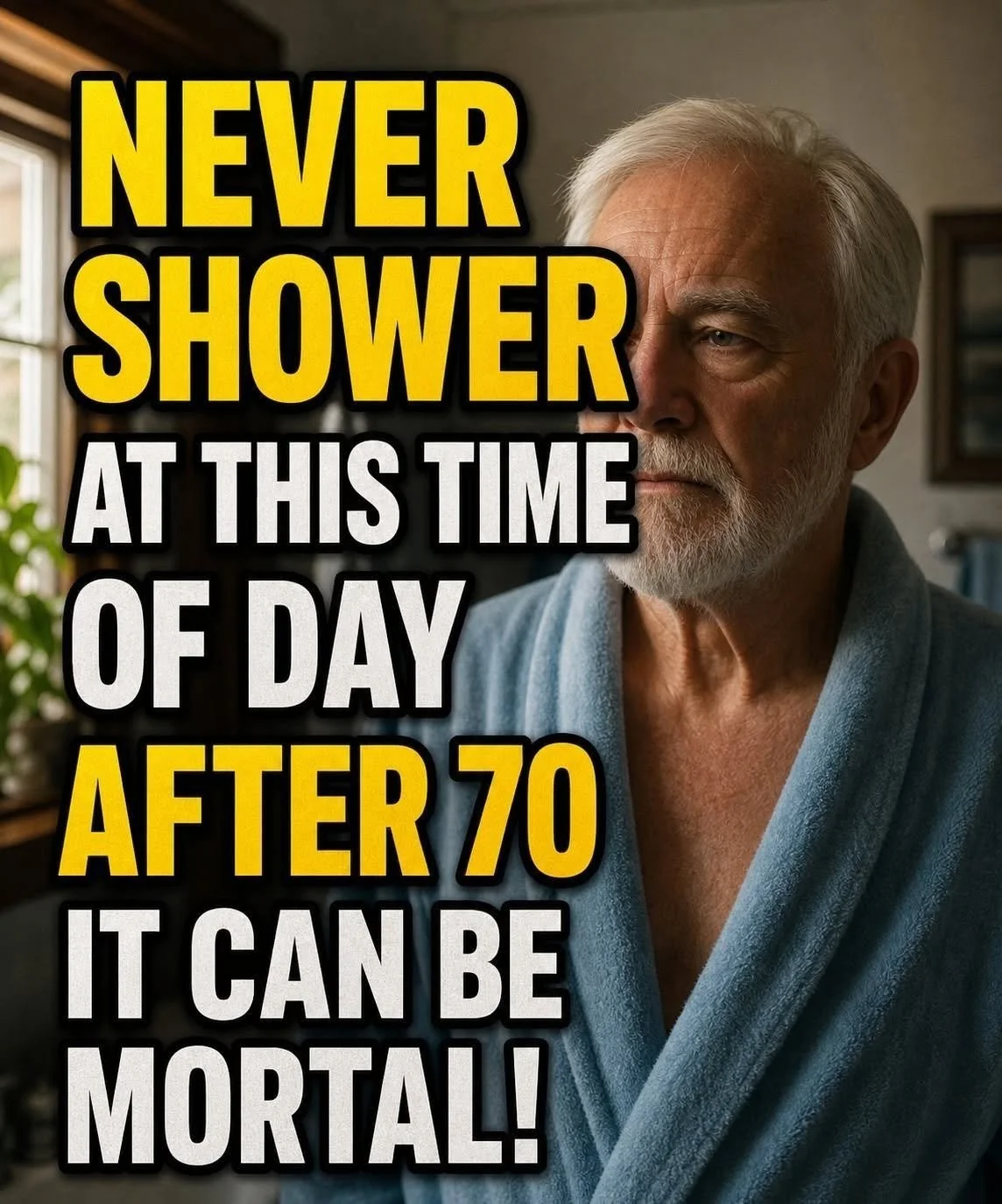 Infographic on shower timing risks for seniors and safe bathing practices.
